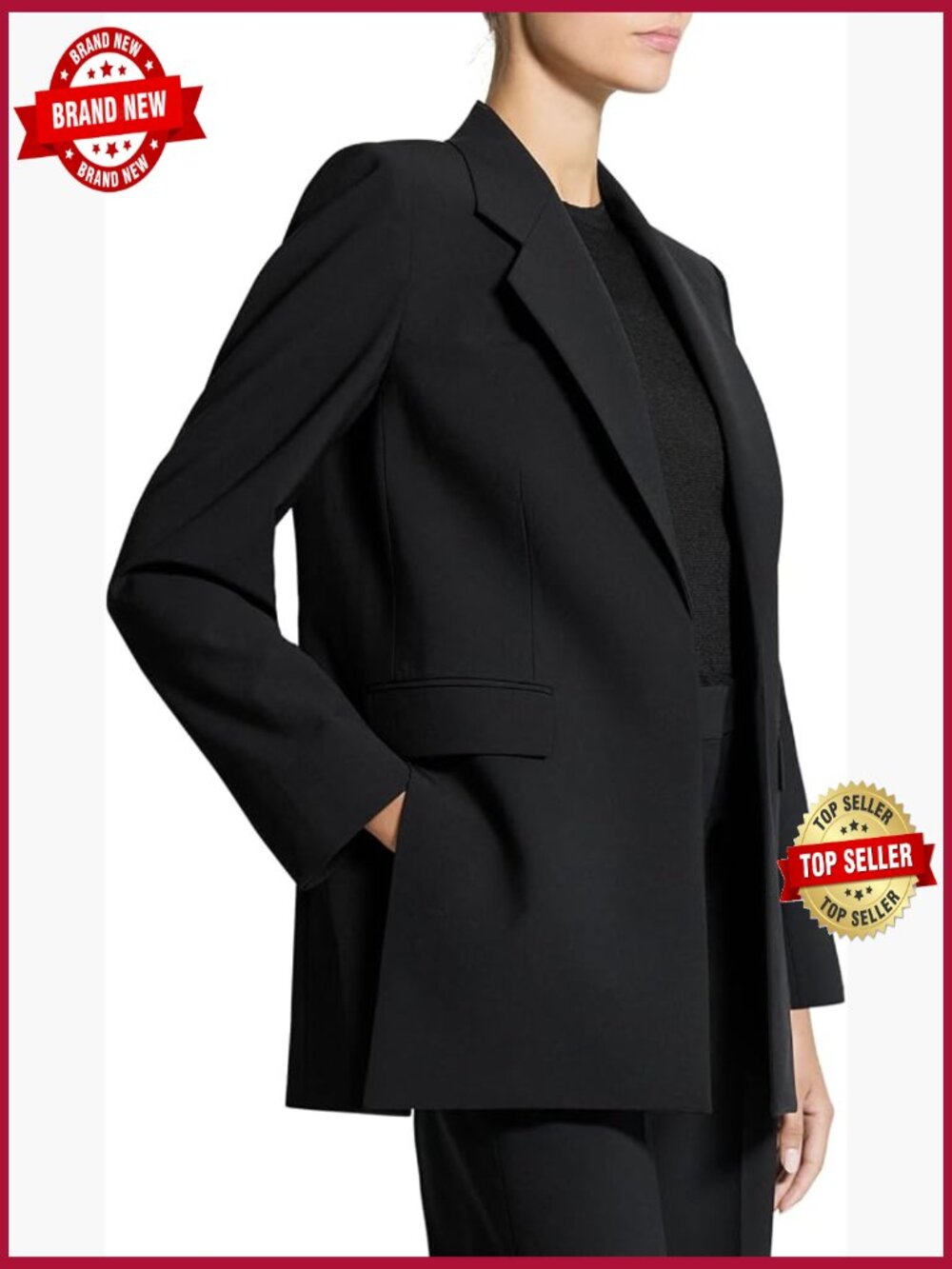 Wool Blend Notch Collar Blazer with Cupro Lining